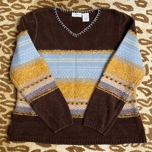 VINTAGE White Stag Sweater Women’s Wool blend Mixed media southwest boxy XL